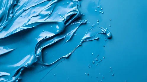 Photoreal macro of textured blue paint drape on flat field.