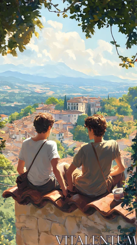 Tuscan Hillside Contemplation: Digital Panorama.