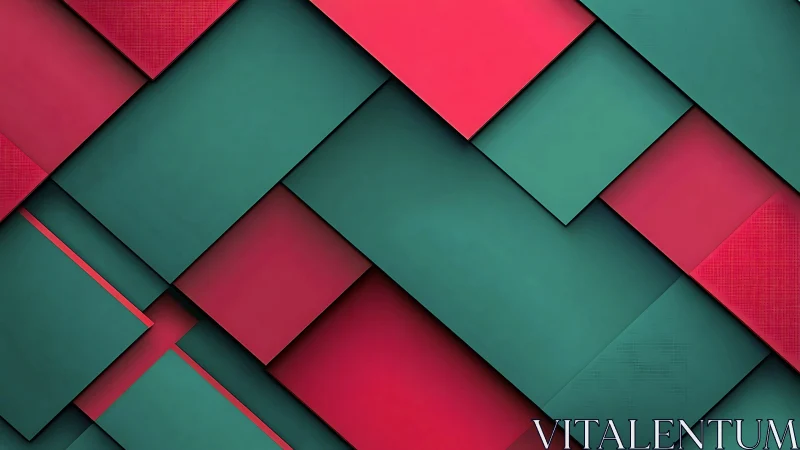 Geometric teal and magenta panels form layered abstract grid