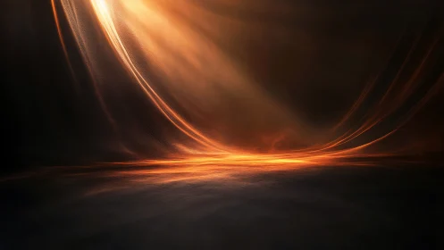 Molten sunrise unfurls like silk across a cosmic floor