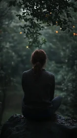 Forest daydream lingers beneath softly glowing twilight lights