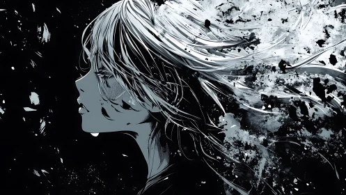 Storm-swept anime portrait quietly embraces emotional chaos