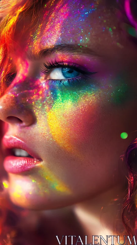 Close-up portrait shows face with dense prism light overlay