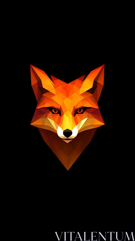 Geometric fox portrait in vibrant low poly symmetry.