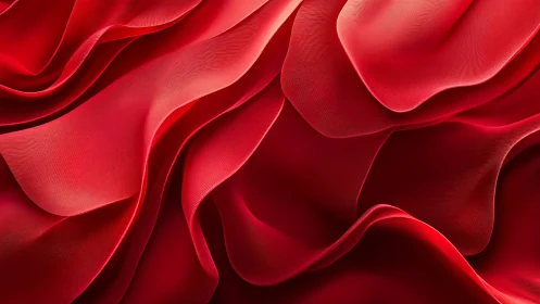 Flowing Red Silk Fabric in Elegant Abstract Artistic Style.