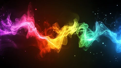 Prismatic energy ribbon swirling across a deep void.