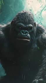 Colossal cyber-jungle gorilla rendered in cinematic 3D detail