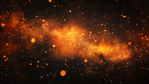 Glowing orange particle cloud against dark background.