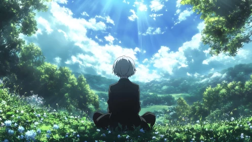 Quiet hillside daydream under a sky full of light.