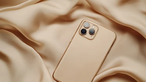 Gold iPhone Pro Smartphone with Triple Camera Setup.
