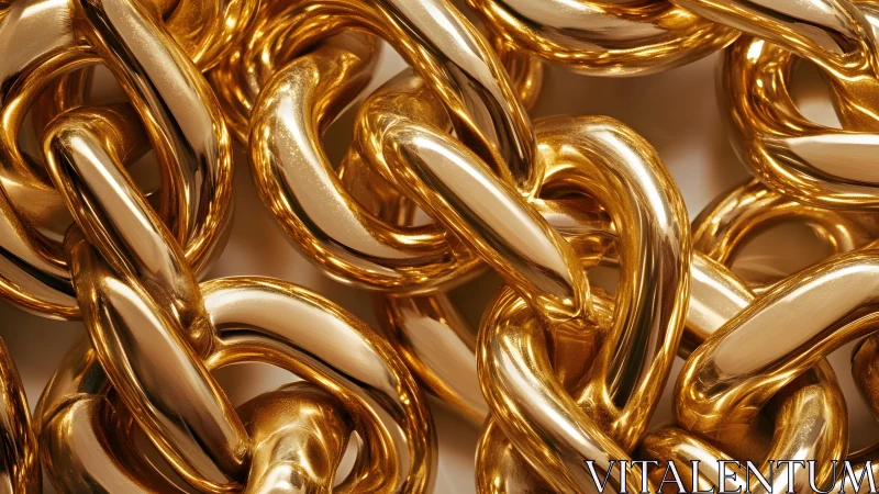 Close-up of shiny gold chain links in a luxurious style.