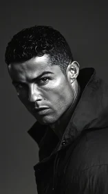 High-contrast monochrome male portrait with dramatic side lighting