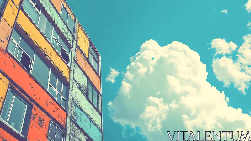 Colorful city windows opening onto a dreamy summer sky.