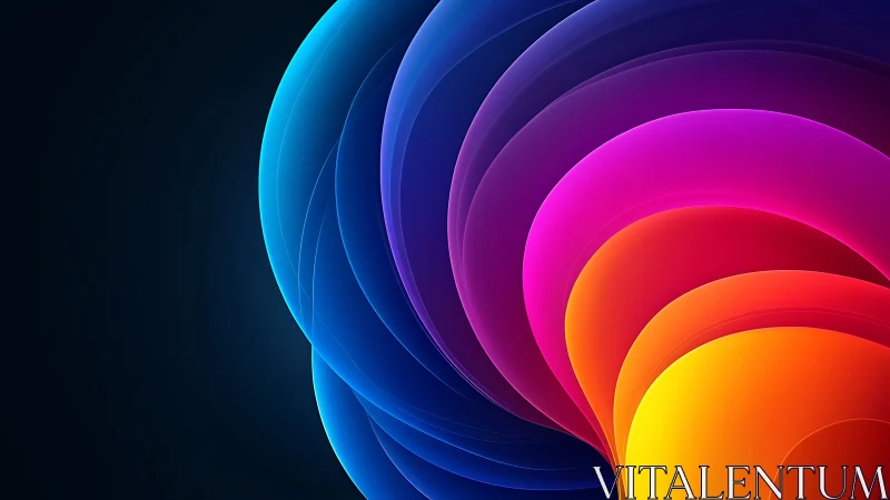 Radial spectral gradients form layered luminous abstract wave arcs