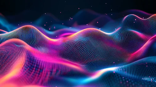 Colored point cloud forms undulating wave surface in 3D space