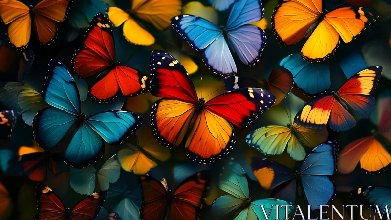 Chromatic wings weave a luminous storm of midnight butterflies