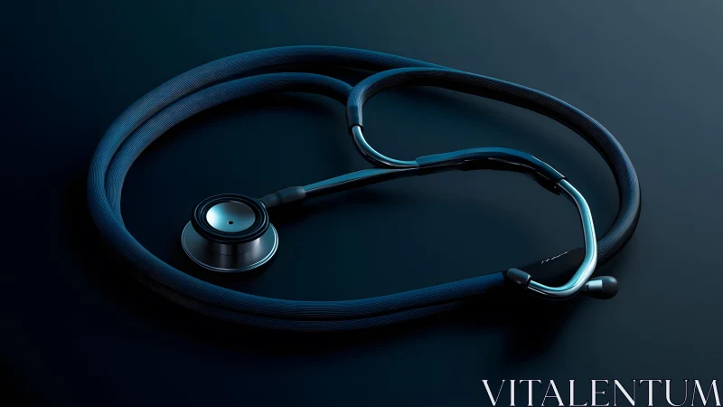Stethoscope in Heart Shape on Dark Background, Modern Style.