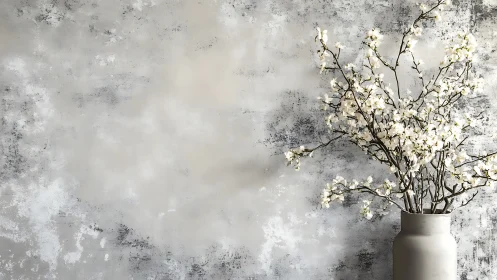 White blossoms quietly sketch poetry on a concrete hush