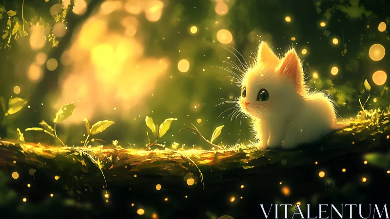 Luminescent Kitten in Enchanted Forest Glade
