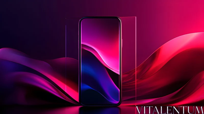 Modern smartphone with vibrant abstract background in neon colors.