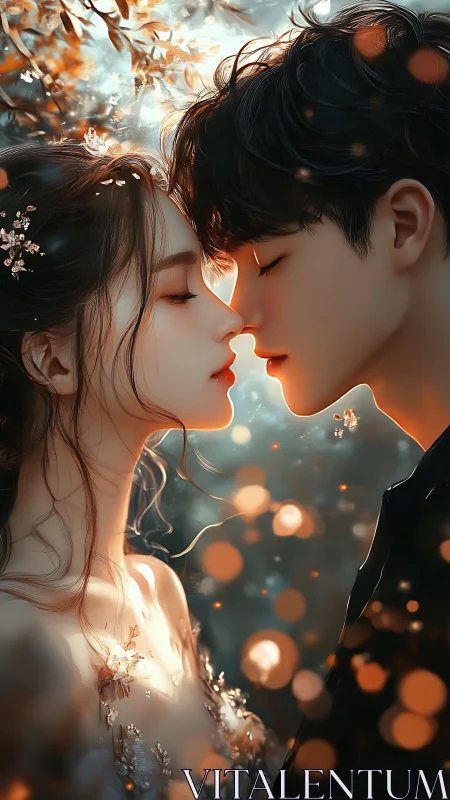 Two Figures in Intimate Profile with Warm Ambient Light.