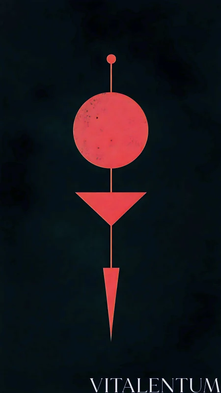 Geometric red orb and tapered vector on matte black field