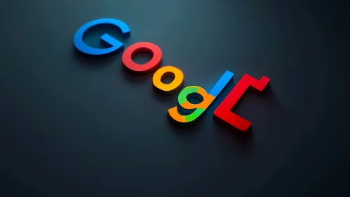 Google Logo 3D Render Dark Background Composition.