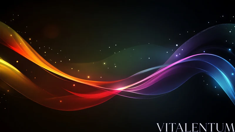 Color waves cross the void in glowing neon ribbon arcs