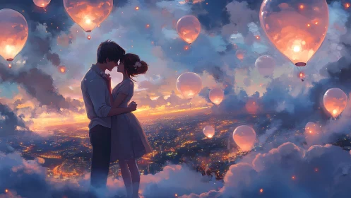 Two Hearts Soaring Through Clouds and Light.