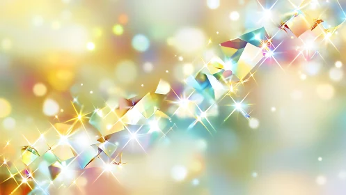 Iridescent crystal ribbon scatters prismatic light across bokeh field