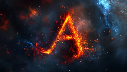 Cosmic Fire Triangle Against Dark Space.