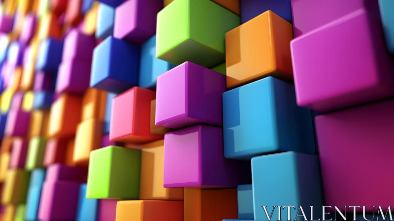 Neon block cascade marching in playful geometric harmony.