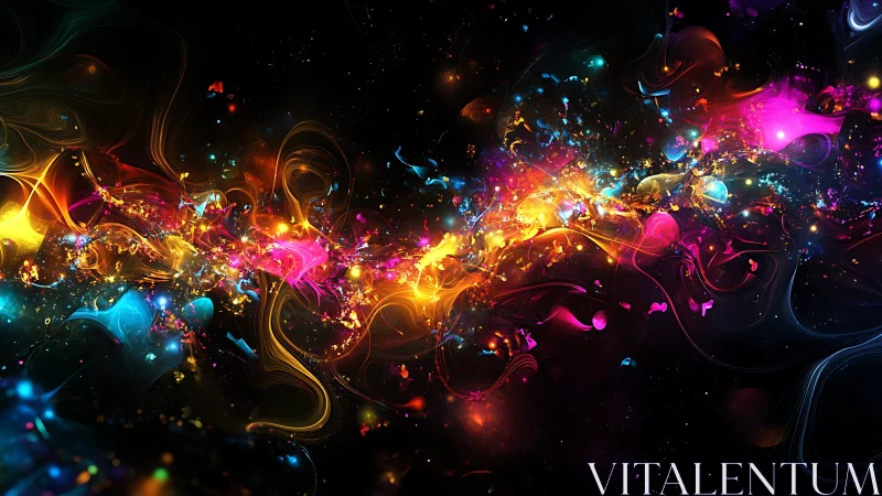 Digital painting of luminous nebular stream in cosmic void.