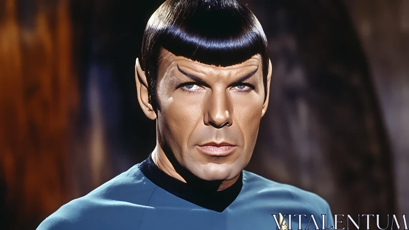 Calm alien officer gazes ahead with sharp, focused poise