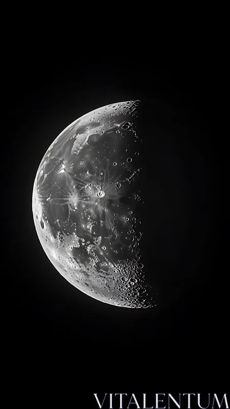 Half moon drifting in velvet night with quiet silver light.