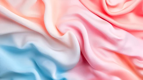 Soft gradient fabric folds in pastel pink and blue tones.