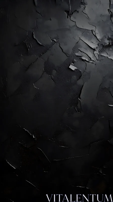 Textured black plaster wall with subtle glossy fractures.