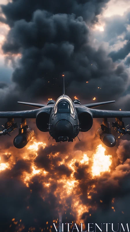 Steel predator knifes through a blooming storm of fire