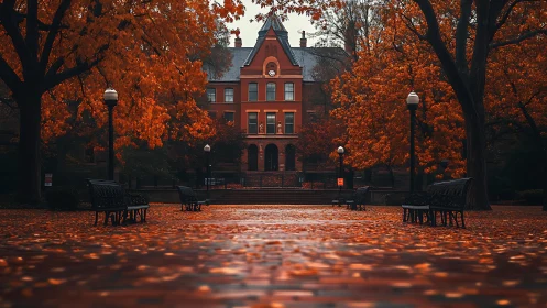 Brick hallway dreams under a whispered autumn lantern spell