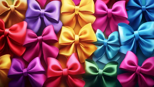 Bright ribbons gather in a joyful rainbow of colorful bows