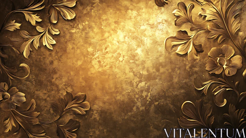 Golden floral frame with softly glowing vintage charm.