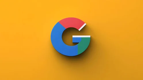 3D Google Logo on Vibrant Yellow Background in Minimalist Style.