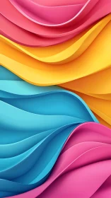 Vibrant layered ribbons form flowing abstract color waves