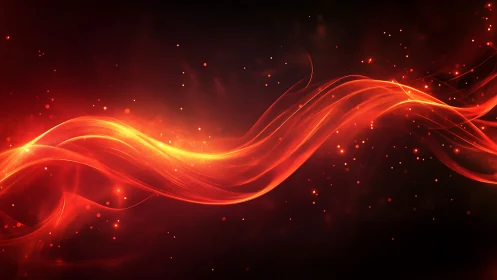 Red and Orange Glowing Energy Wave Against Dark Background.