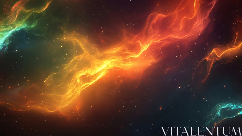 Volumetric nebula filaments with dynamic color temperature gradients