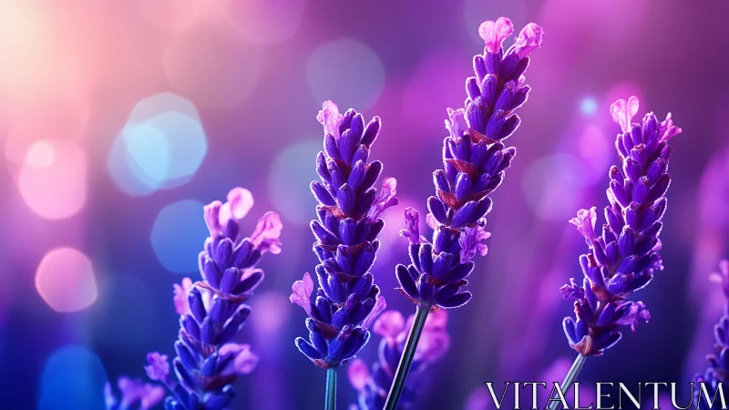 Deep-field macro photograph depicting lavender florals with chromatic blur bokeh gradient