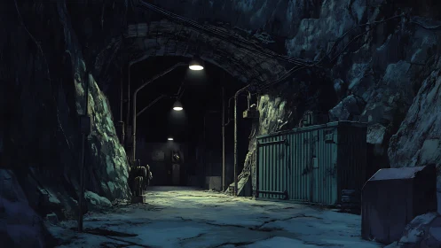 Midnight freight tunnel humming with cold electric secrets.