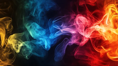 Colorful swirling smoke streams suggest elemental energy in motion.