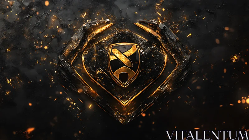 Molten neon crest crackles alive in a storm of golden shards