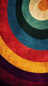 Warm vintage rainbow circles with a playful retro charm.